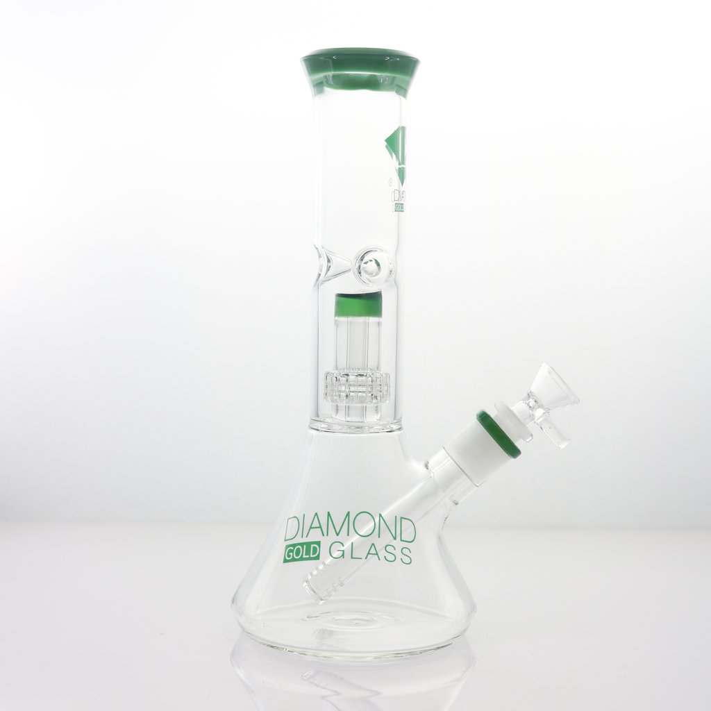 Diamond Glass Gold Karat Beaker Water Pipe 