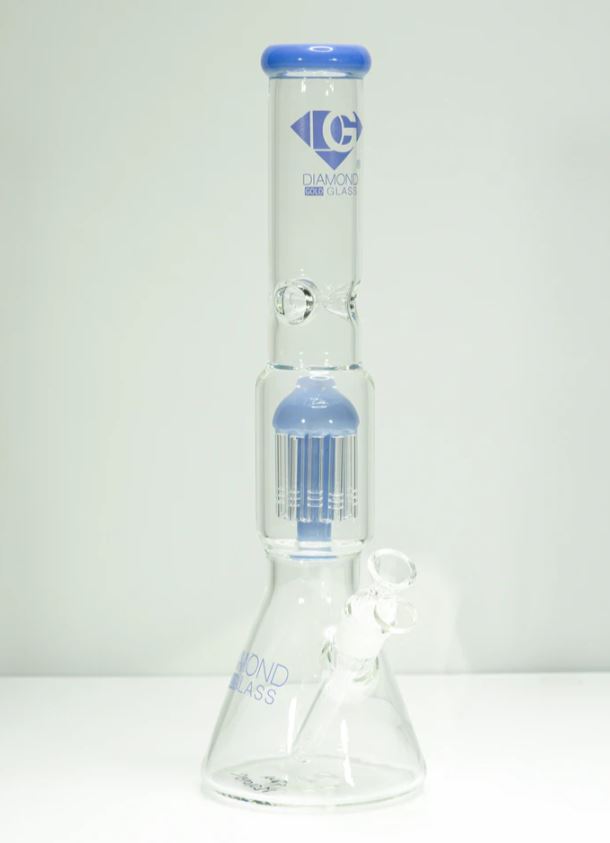 12″ Blue Double Percolator Water Bong – American Glasswork