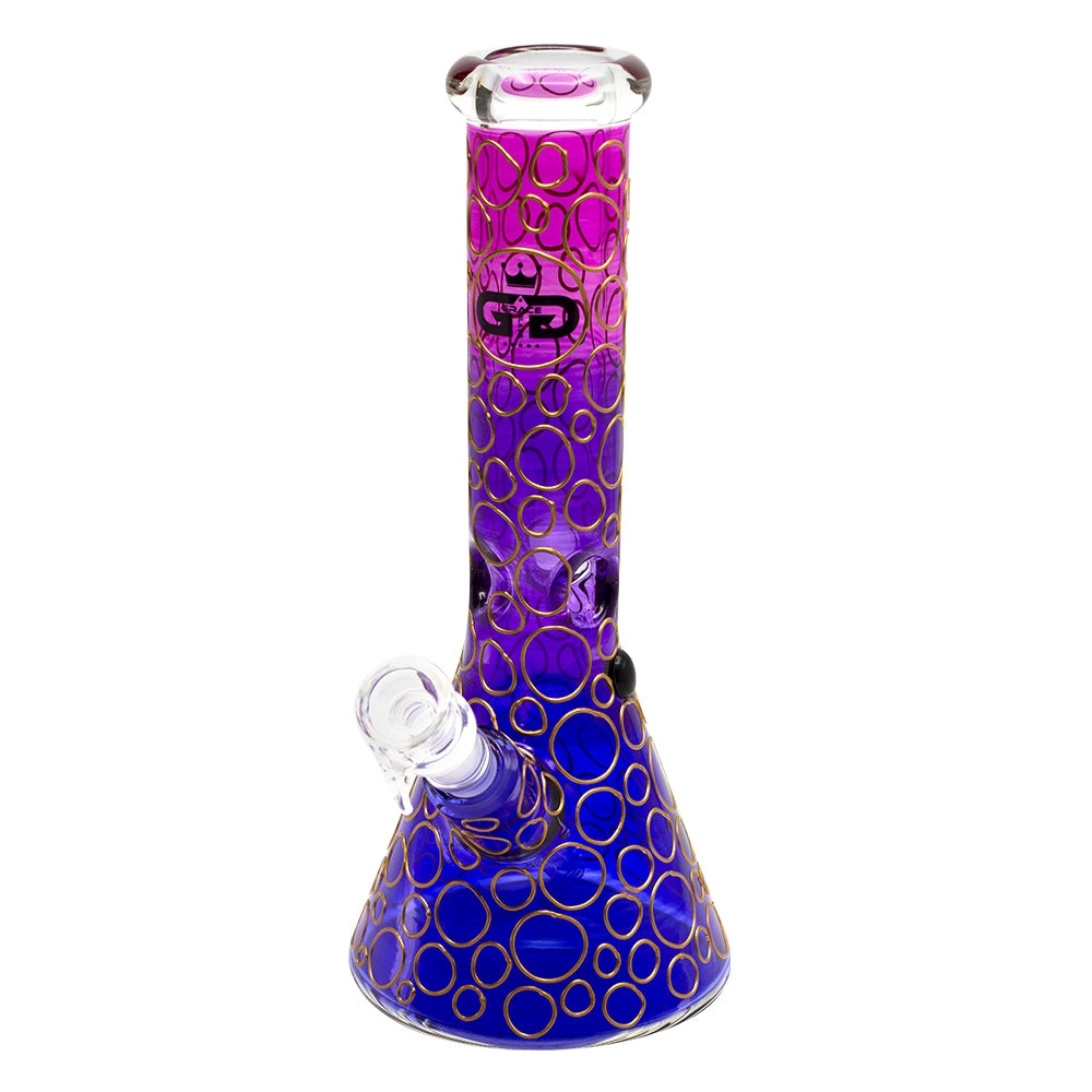 Glow In The Dark Thick Glass Beaker Bong Purple Big Water Pipe W/ Ice Pinch