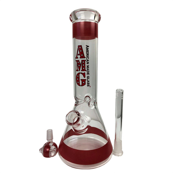 AMG Glass 12 inch Red Beaker Base Glass Bong