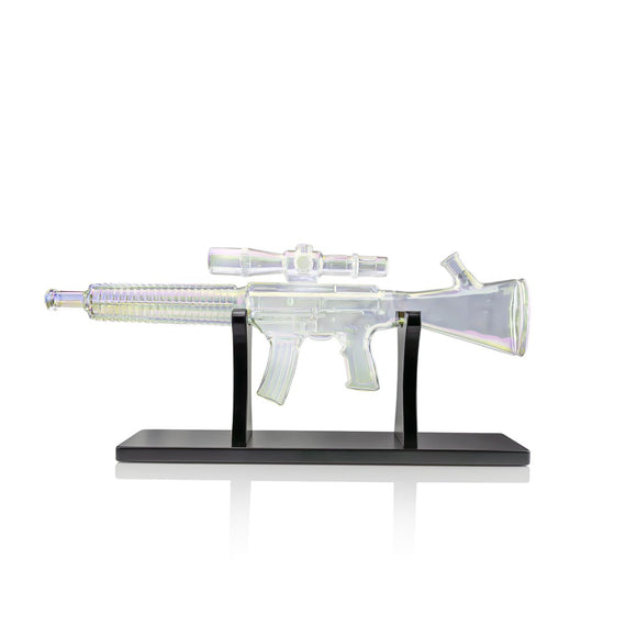 Iridescent Rifle Gun Style Glass Bong Water Pipe
