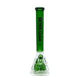 18" Hoss Glass Holey Beaker w/ Colored Accents & Grid Perc - Green