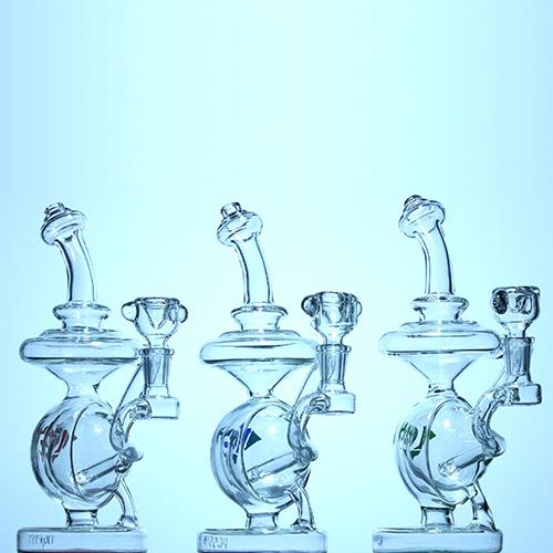  Diamond Glass - Orbit Recycler Style Water Pipe Bong - Gold