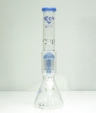 Diamond Glass - 16" King Tree 10 Arm Perc Glass Water Pipe - Blue Violet