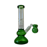 10'' Green Accented Glass Bong w/ Round Bottom and 4 ARM Perc