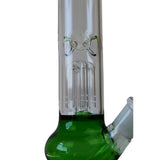 10'' Green Accented Glass Bong w/ Round Bottom and 4 ARM Perc