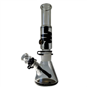 12 Inch Freezable Coil Glass Water Pipe Bong w/ Black Accents