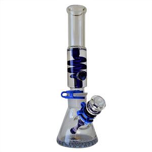 12 Inch Freezable Coil Glass Water Pipe Bong w/ Blue Accents