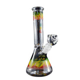 AMG Glass 10 inch Beaker Base Bong with Rasta Accents