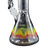 AMG Glass 10 inch Beaker Base Bong with Rasta Accents