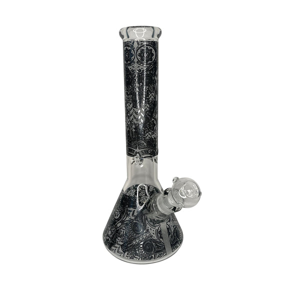 12 Inch Illuminous Decal Water Pipe Bong w/ Thick Glass