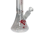 Diamond Glass - 8" Clear Beaker Base Glass Water Pipe Bong - Red Decal
