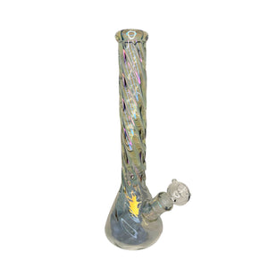 16 Inch Beaker Base Iridescent Spiral Bong with Super Thick Glass