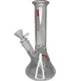 Diamond Glass - 8" Clear Beaker Base Glass Water Pipe Bong - Orange Decal