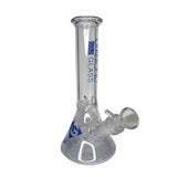 Diamond Glass - 8" Clear Beaker Base Glass Water Pipe Bong - Blue Decal