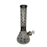 12 Inch LV Monogram Sandblasted Beaker Base Bong w/ Thick Glass