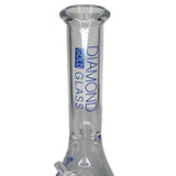 Diamond Glass - 8" Clear Beaker Base Glass Water Pipe Bong - Blue Decal
