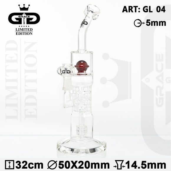 Grace Glass 13 Inch | Labz Series | Redball Water Pipe w/ Drum Perc