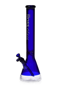 18" Hoss Glass Colored Beaker Bong with Window Base - Blue