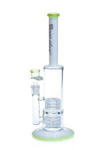 14" Hoss  Glass Stemless Bong w/ Double Grid Perc - Lime