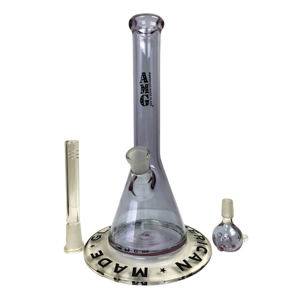 AMG Glass 10 inch Wide Base Purple Bong Water Pipe