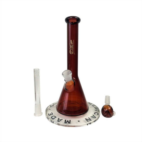 AMG Glass 10 inch Wide Base Amber Bong Water Pipe