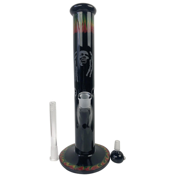 AMG Glass Tall 14 inch Black Bob Marley Bong Water Pipe