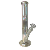 12 Inch Iridescent Rainbow Straight Tube Glass Bong w/ Arm Perc