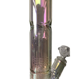 12 Inch Iridescent Rainbow Straight Tube Glass Bong w/ Arm Perc