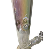 12 Inch Iridescent Rainbow Straight Tube Glass Bong w/ Arm Perc