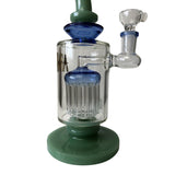 AFM Glass 9" Water Pipe w/ 12 Arm Perc - Green / Blue