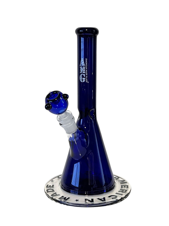 AMG Glass 10 inch Wide Base Blue Bong Water Pipe
