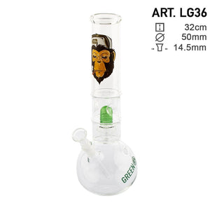 12.5" Greenline Round Glass Water Pipe Bong w/ Dome Perc