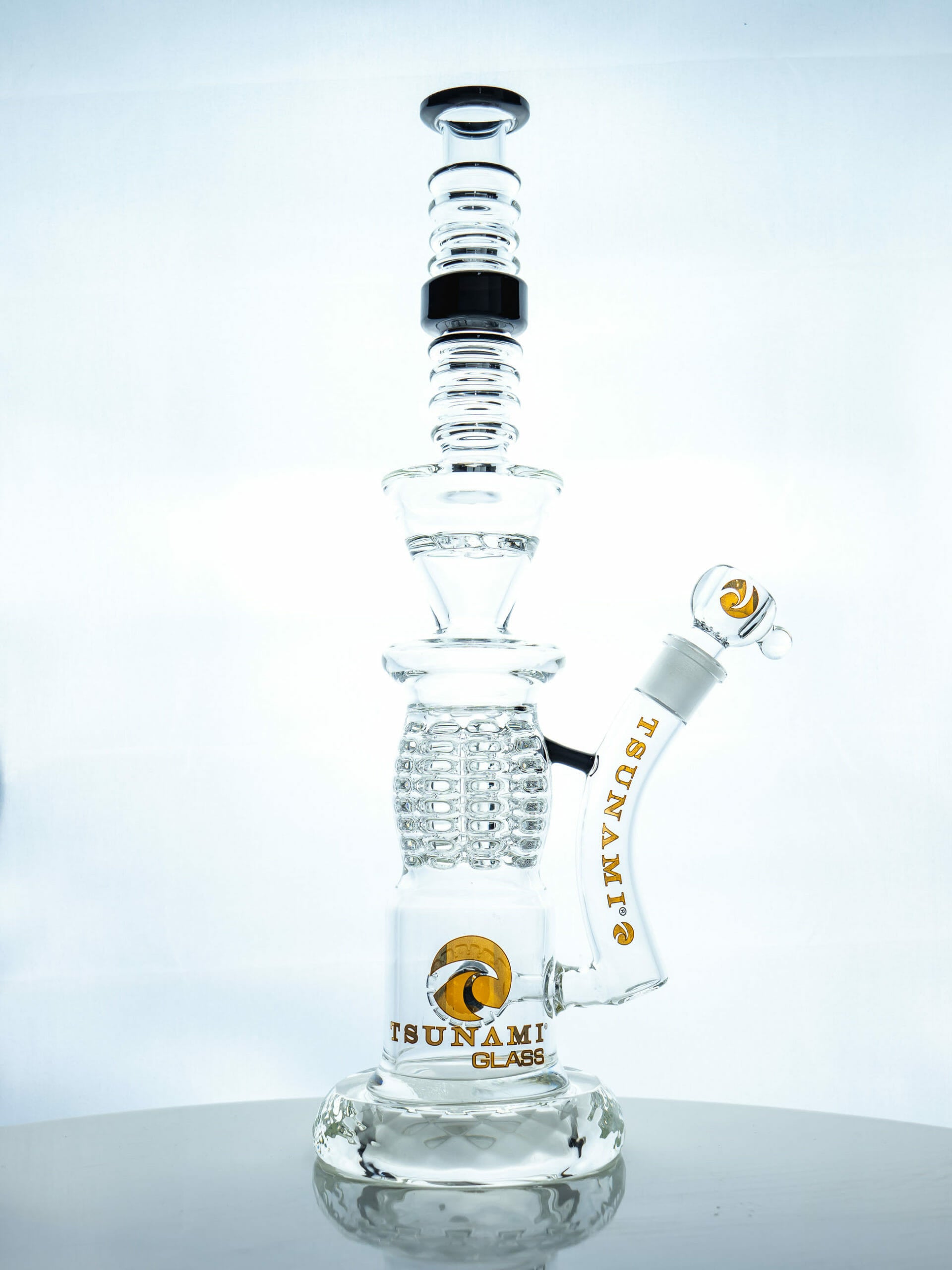 Tsunami 16″ Diamond Base Button Grenade Glass Water Pipe Bong