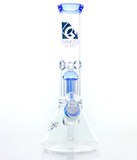 Diamond Glass - 11" Clear Mansion Percolated Water Pipe - Blue Violet