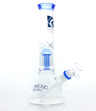 Diamond Glass - 11" Clear Mansion Percolated Water Pipe - Blue Violet