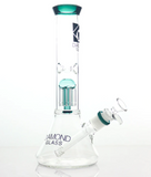 Diamond Glass - 11" Clear Mansion Percolated Water Pipe - Jade