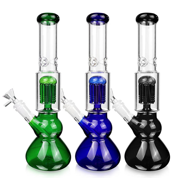 12'' Colored Glass Bong w/ Round Bottom and 4 ARM Perc