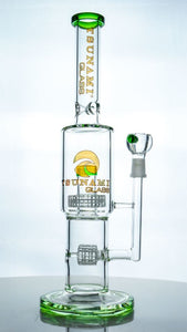 Tsunami 14″ Shower Head Stereo Percolator Glass Water Pipe Bong - Green