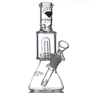 Diamond Glass - Beaker Base Water Pipe Bong with UFO Percolator - White