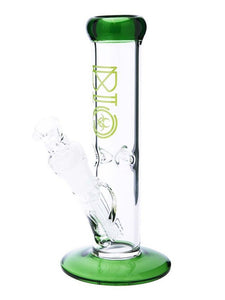 8" BIO Straight Glass Water Pipe  - Green Trim