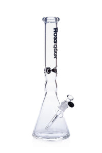 Hoss Glass 18" Pinched Beaker Base Clear Thick Glass Bong - Black