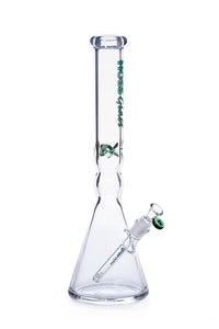 Hoss Glass 18" Pinched Beaker Base Clear Thick Glass Bong - Green