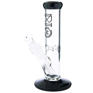 8" BIO Straight Glass Water Pipe  - Black Trim