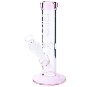 8" BIO Straight Glass Water Pipe  - Pink Trim